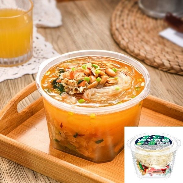 Nước sôi 5 Mins Wide Flat Vermicelli Nudles tức thời với đậu phộng và Vermicelli rộng